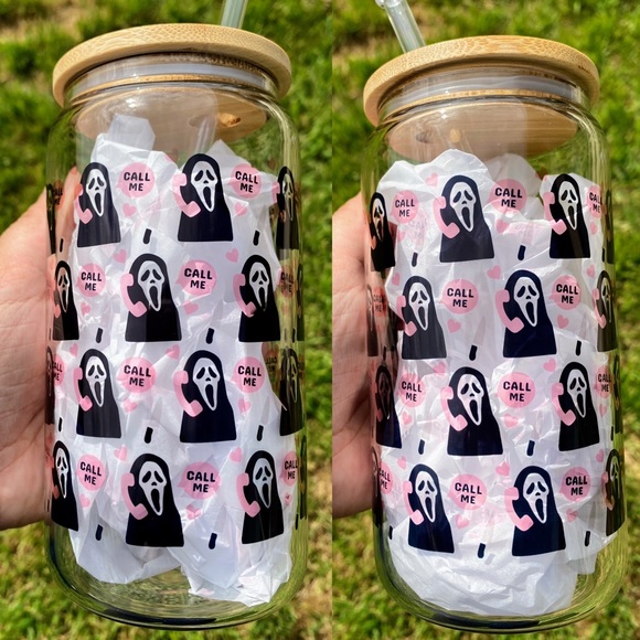 Scream Ghostface Call Me Libbey Glass Cup - Picture 1 of 2